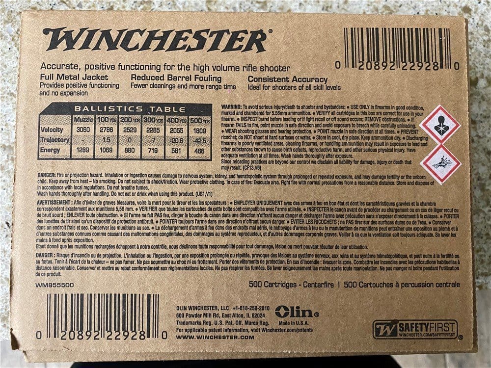 5.56 New Factory Ammo 500 ROUNDS