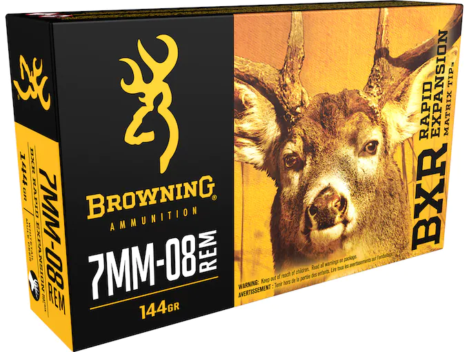 Browning BXR Rapid Expansion Ammunition 7mm-08 ammo Remington 144